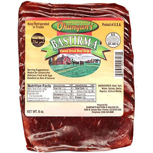 OHANYAN'S Halal Sliced Fat Bastirma (Pastirma) 225g