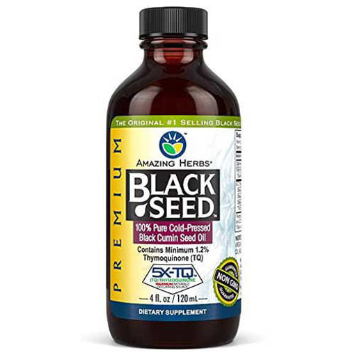 AMAZING HERBS %100 Pure Cold Pressed PREMIUM Black Seed Oil 4oz