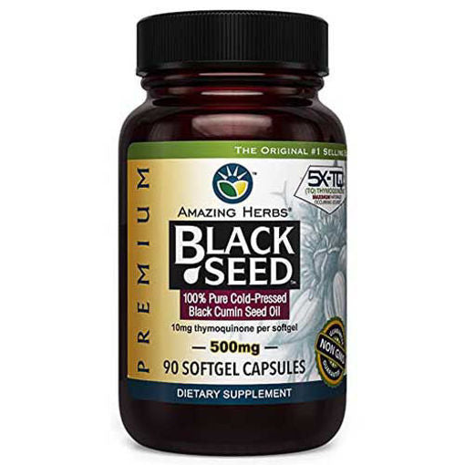 AMAZING HERBS Premium Black Seed Oil Capsules (90pc 500mg)