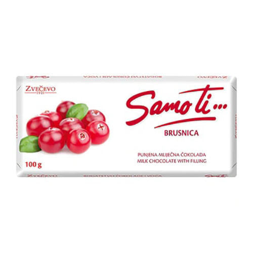 ZVECEVO Samoti Cranberry Chocolate Bar 100g