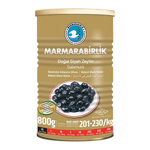 MARMARABIRLIK Mega Black Olives in Can ''XL Size'' 800g
