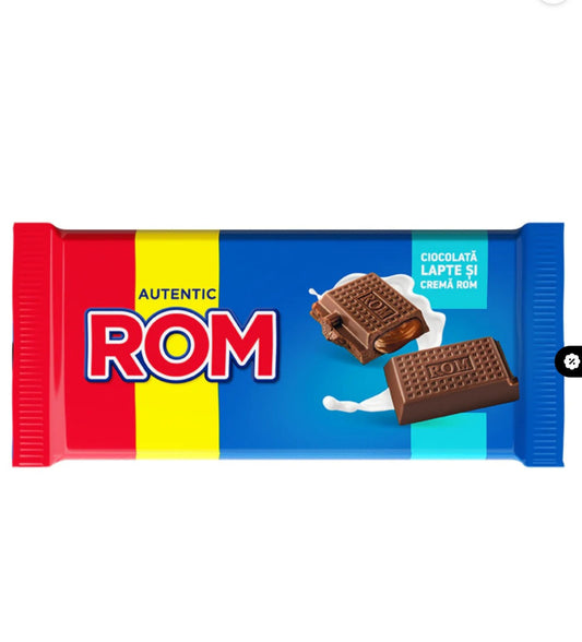 ROM Romanian Chocolate Bar - Ciocolata Lapte Si Crema Rom 88 g