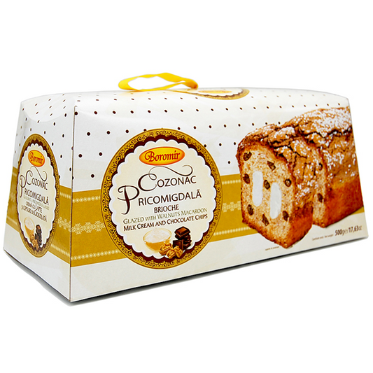 BOROMIR Cozonac Pricomigdala Brioche (Milk Cream & Chocolate Chips) 500g