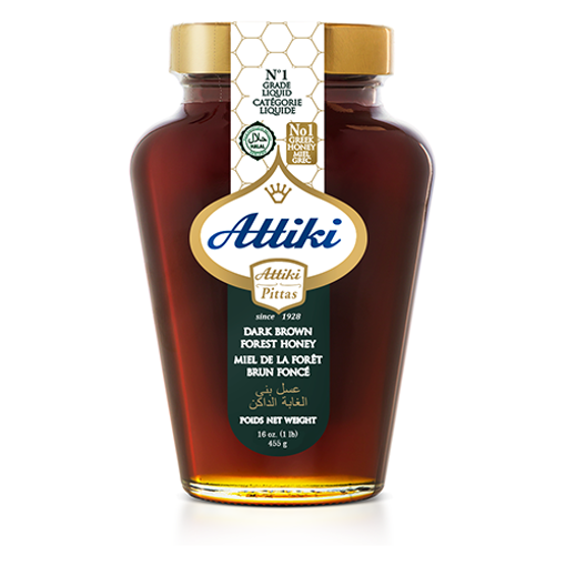 ATTIKI Dark Brown Forest Honey (Raw Greek Honey) 455g