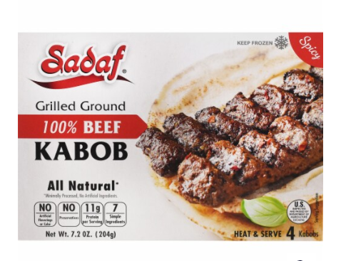 SADAF Grilled Ground %100 Beef Kabob Spicy 204g