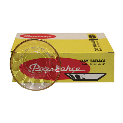 PASABAHCE Tea Saucers Gold Trim 6 pcs