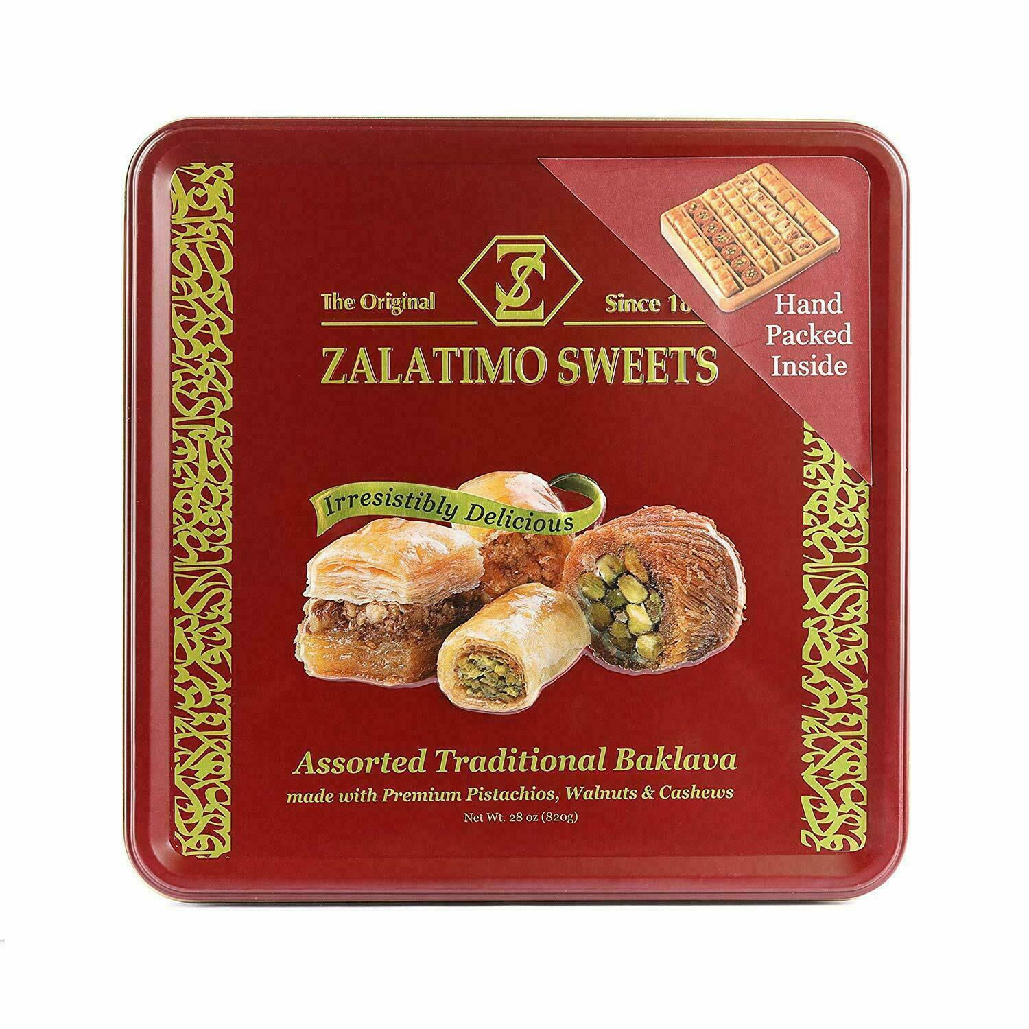Ziyad Ziyad Zalatimo Assorted Baklava Sweets Pistachio, 6 x 820g Square Tin — product image