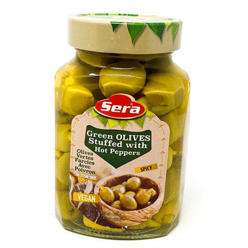 SERA Green Olives Stuffed w/Hot Peppers 750ml