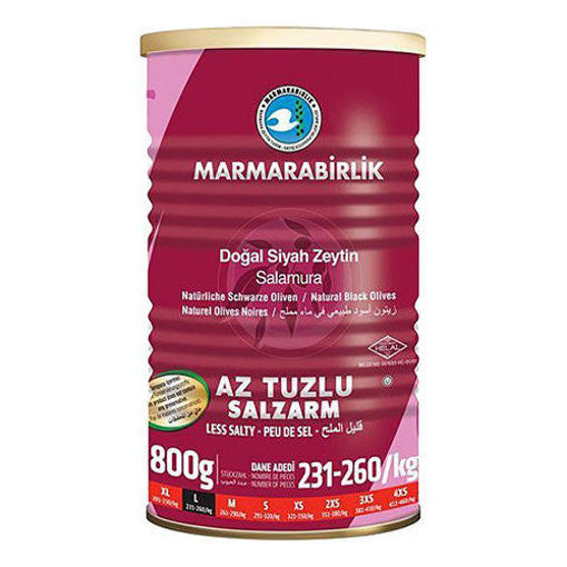 MARMARABIRLIK Low Salted Black Olives in Can ''L Size'' 800g