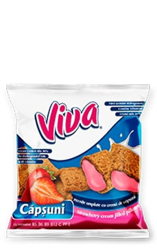 VIVA PILLOWS STRAWBERRY CREAM SNACKS 200g.
