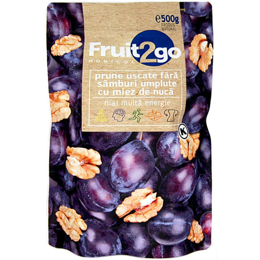 FRUIT2GO Dried Pitted Plums Filled WALNUT 500g