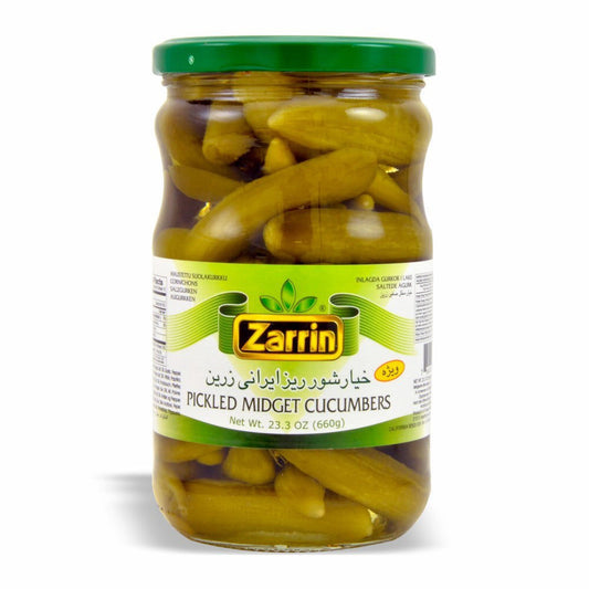 Zarrin Pickled Midget Cucumbers (Khiarshoor Riz) 660g