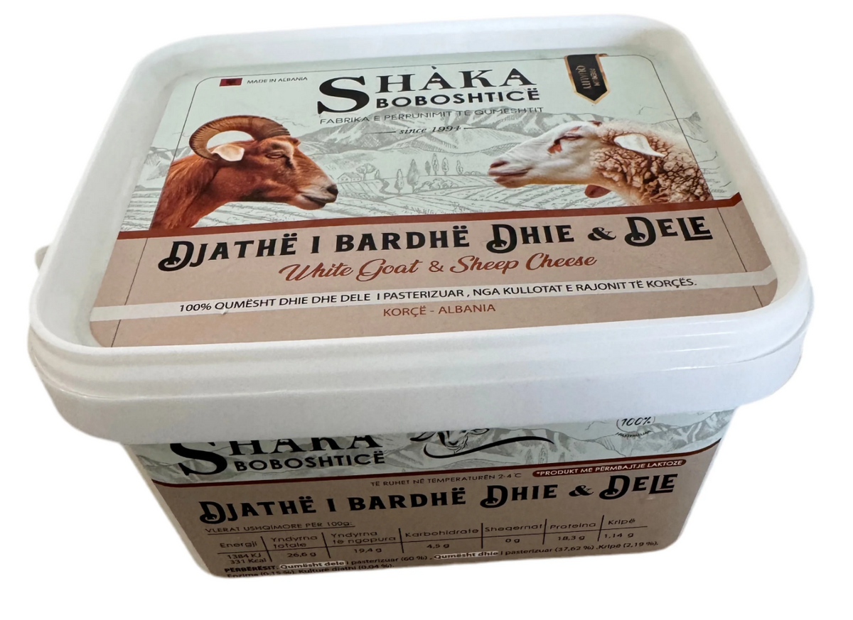 SHAKA Boboshtice White Goat & Sheep Cheese 900g — Albanian feta-style cheese from Korçë