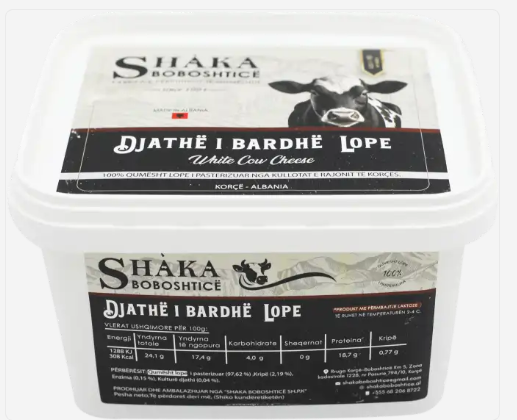 SHAKA Boboshtice White Cow Cheese 900g — Albanian pasteurized cow milk white cheese from Korçë