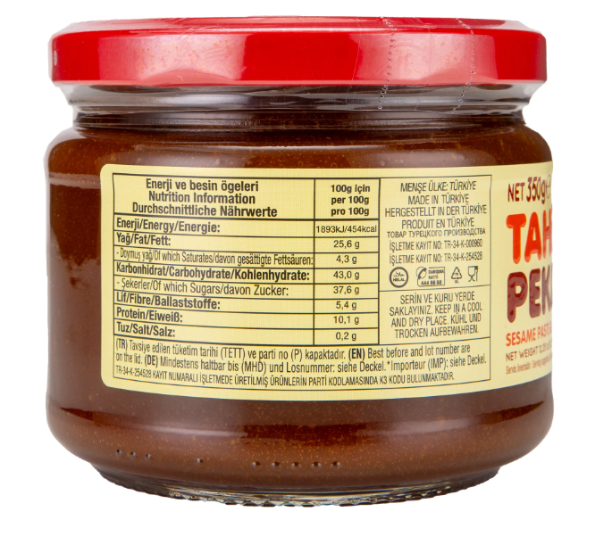 KOSKA Tahin Pekmez 350g jar showing nutrition information panel