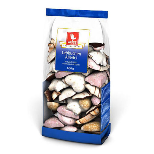 Picture of WEISS Lebkuchen Allerlei (Glazed & Chocolate Coated Gingerbread Biscuits) 600g