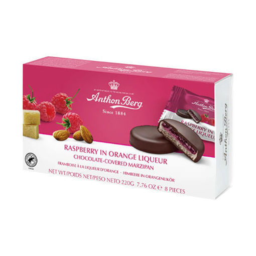 Picture of ANTHON BERG Chocolate Covered Marzipan (Raspberry in Orange Liqueur) 220g