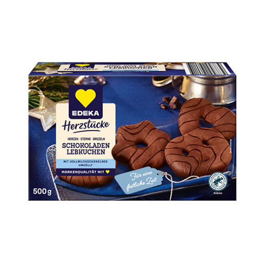 Picture of EDEKA Schokoladen-Lebkuchen:Herzen, Sterne, Brezeln Vollmilch (Gingerbread) 500g